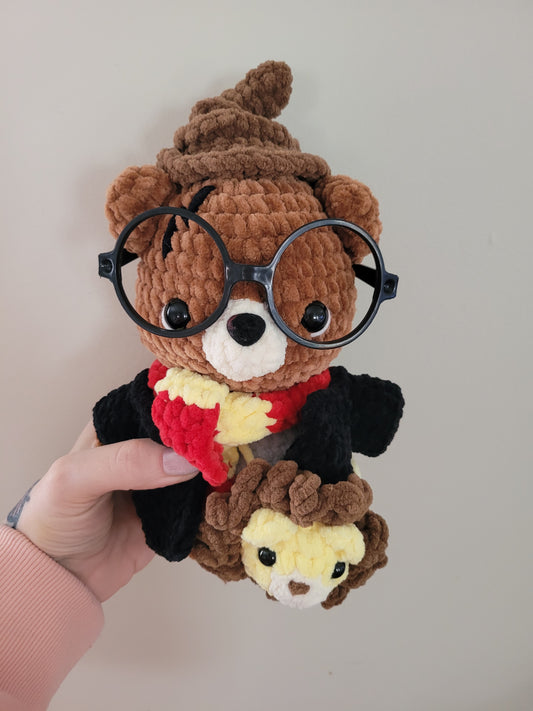Gryffindor Bear - Harry Potter Inspired Character - Unique Design for Stuffed Animal - approx 10"