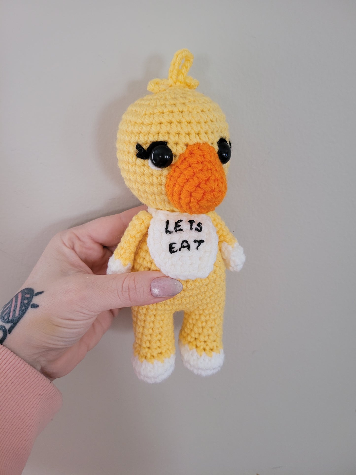 Medium Yellow Chica Bird - FNAF Inspired Character - Unique Design for Stuffed Animal - approx 10"