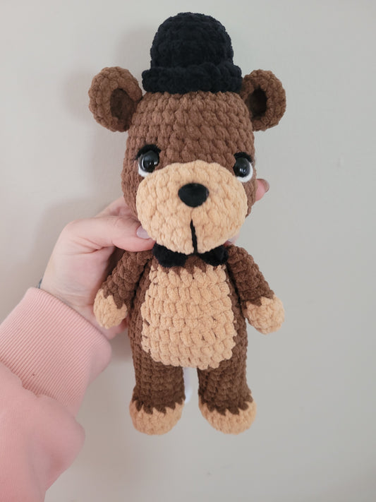 Medium Brown Freddy Bear - FNAF Inspired Character - Unique Design for Stuffed Animal - approx 10"