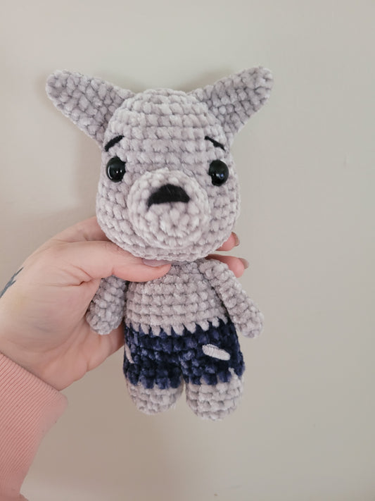 Grey Werewolf - Grey Wolf Inspired Animal - Unique Design for Stuffed Animal - approx 8"