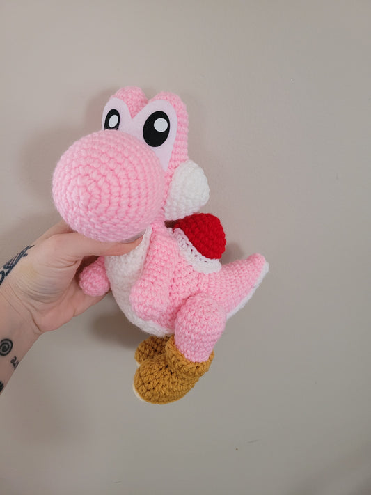 Pink Yoshi - Mario Inspired Character - Unique Design for Stuffed Animal - Approx 12"