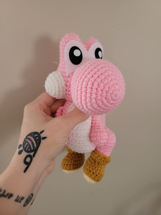 Pink Yoshi - Mario Inspired Character - Unique Design for Stuffed Animal - Approx 12"