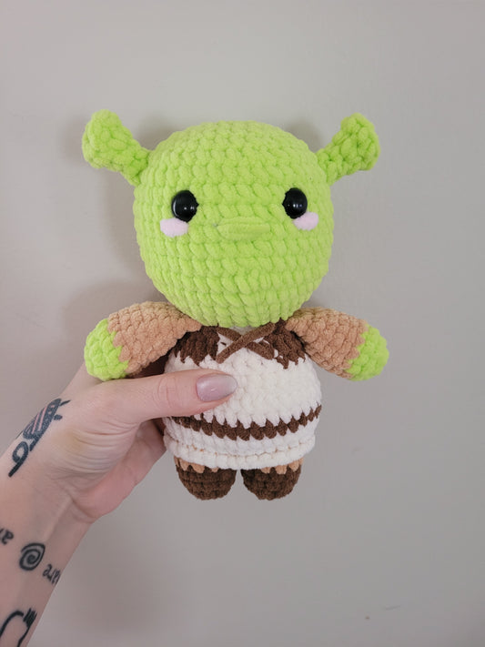 Shrek Green Ogre - Shrek Inspired Character - Unique Design for Stuffed Animal - Approx 10"