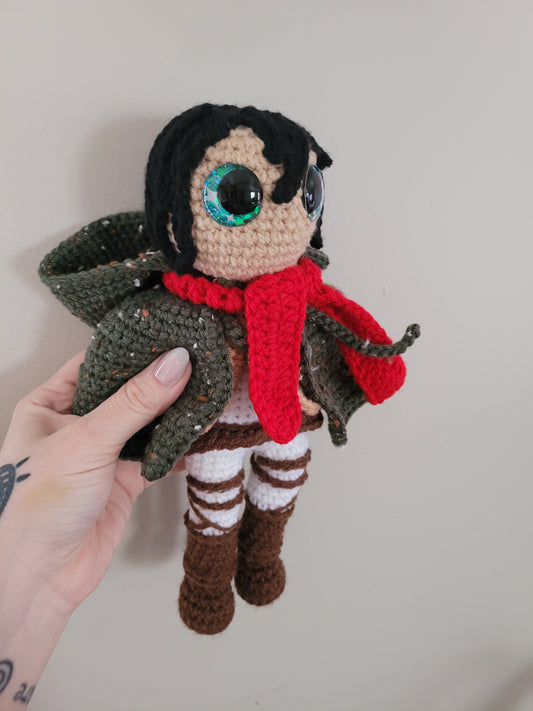 Mikasa the Scout - Attack on Titans Anime Inspired Character - Unique Design for Stuffed Animal - Approx 14"