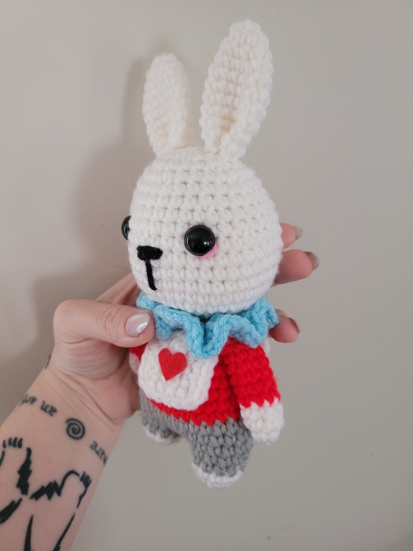 White Rabbit - Alice in Wonderland Inspired Character - Unique Design for Stuffed Animal - Approx 8"