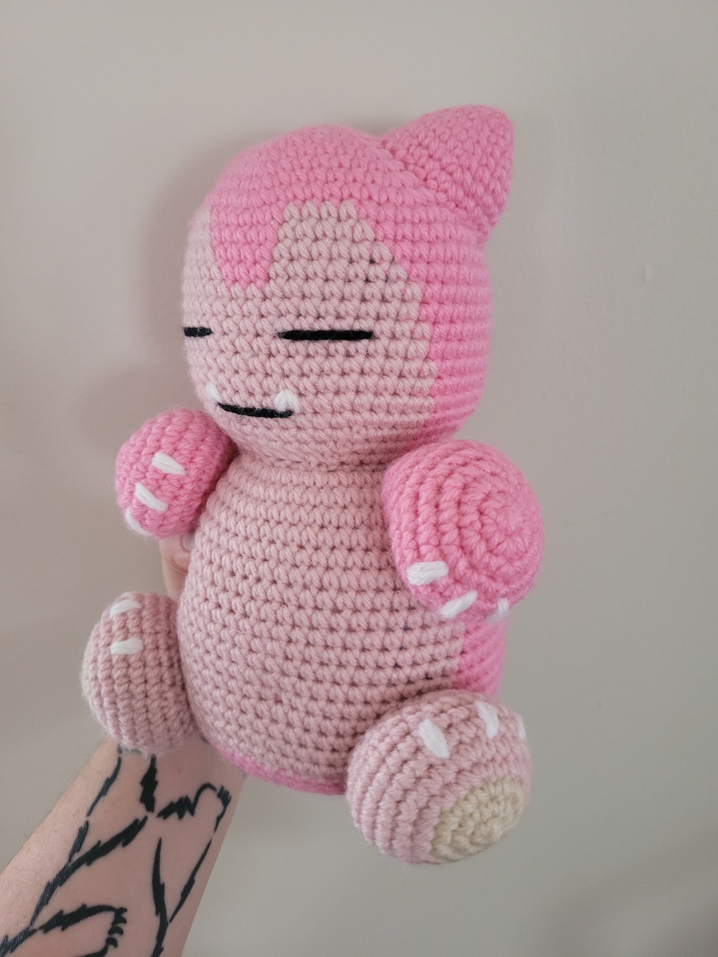 PINK Snorlax - Sleepy Pokemon Inspired - Unique Design for Stuffed Animal - Approx 14"