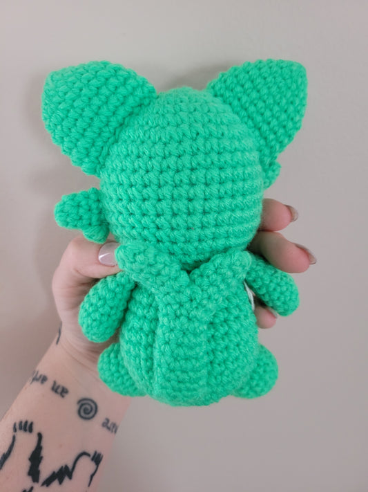 Espeon - Shiny Green Cat Pokemon Inspired - Unique Design for Stuffed Animal - Approx 8"