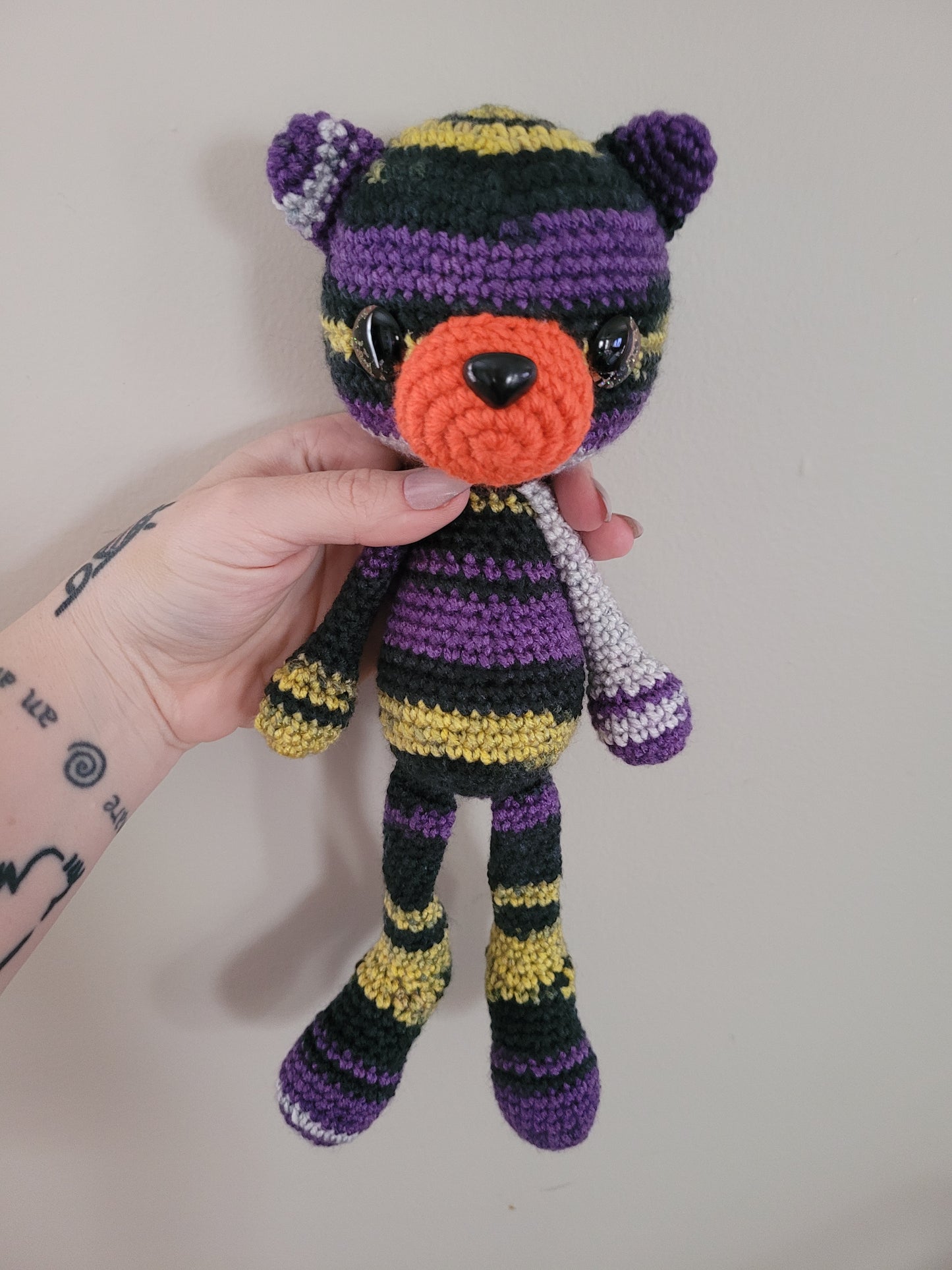 LuvKnotz Medium Halloween Colors Bear - Unique Design for Stuffed Animal - approx 18"