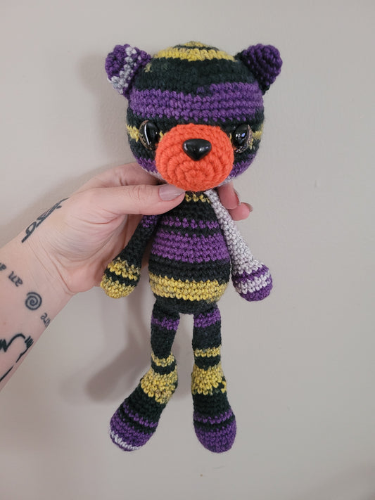 LuvKnotz Medium Halloween Colors Bear - Unique Design for Stuffed Animal - approx 18"