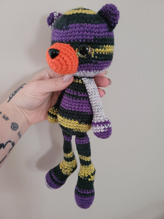 LuvKnotz Medium Halloween Colors Bear - Unique Design for Stuffed Animal - approx 18"