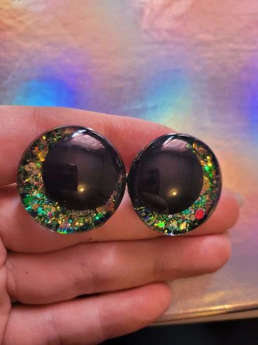Treasure Green Glitter Sinker Kawaii Safety Eyes - Custom Made to Order