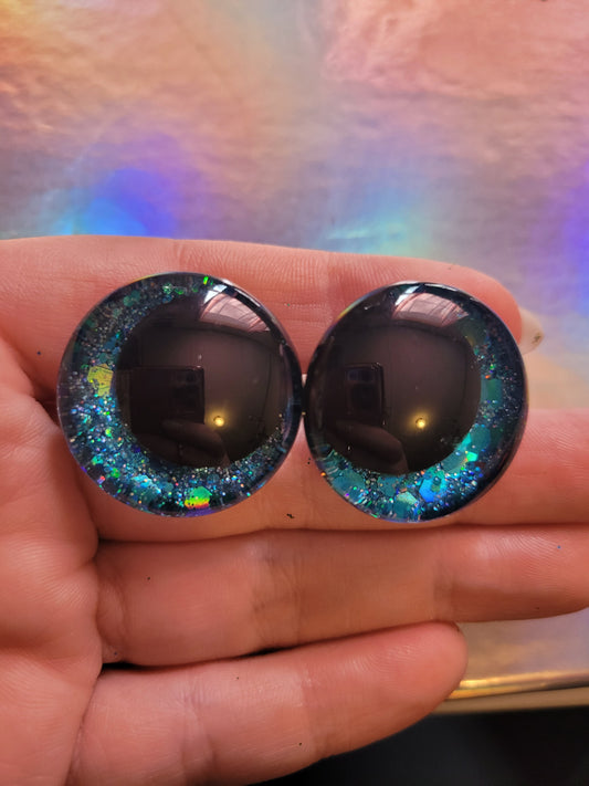 Mermaid Blue Glitter Sinker Kawaii Safety Eyes - Custom Made to Order