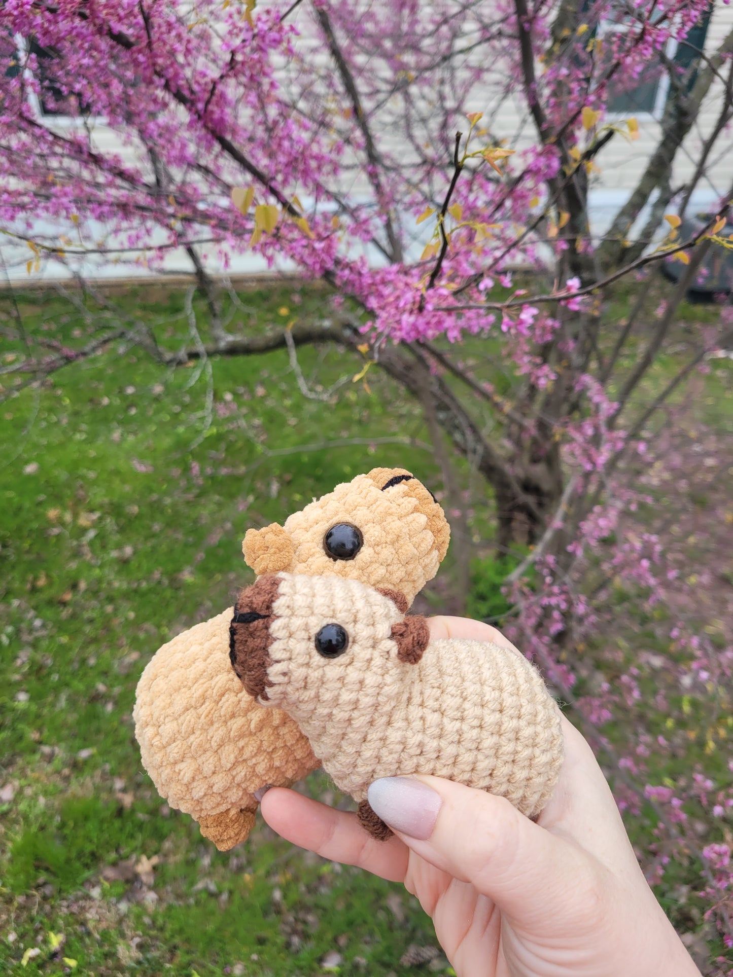 LuvKnotz Small Capybara Handmade Crochet - Soft acrylic Yarn, Approx. 3" Long, stuffed animals