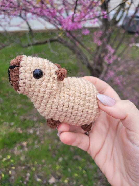LuvKnotz Small Capybara Handmade Crochet - Soft chenille Yarn, Approx. 3" Long, stuffed animals