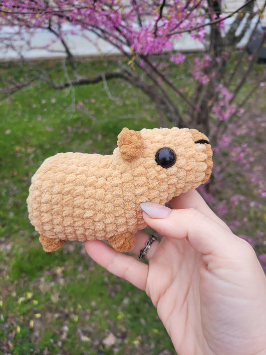 LuvKnotz Medium Capybara Handmade Crochet - Soft chenille Yarn, Approx. 4" Long, stuffed animals