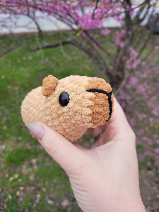 LuvKnotz Medium Capybara Handmade Crochet - Soft chenille Yarn, Approx. 4" Long, stuffed animals