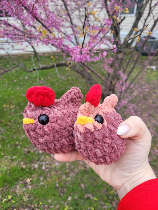 LuvKnotz RANDOM COLOR Chicken Handmade Crochet - Soft chenille Yarn, Approx. 3" Long, stuffed animals