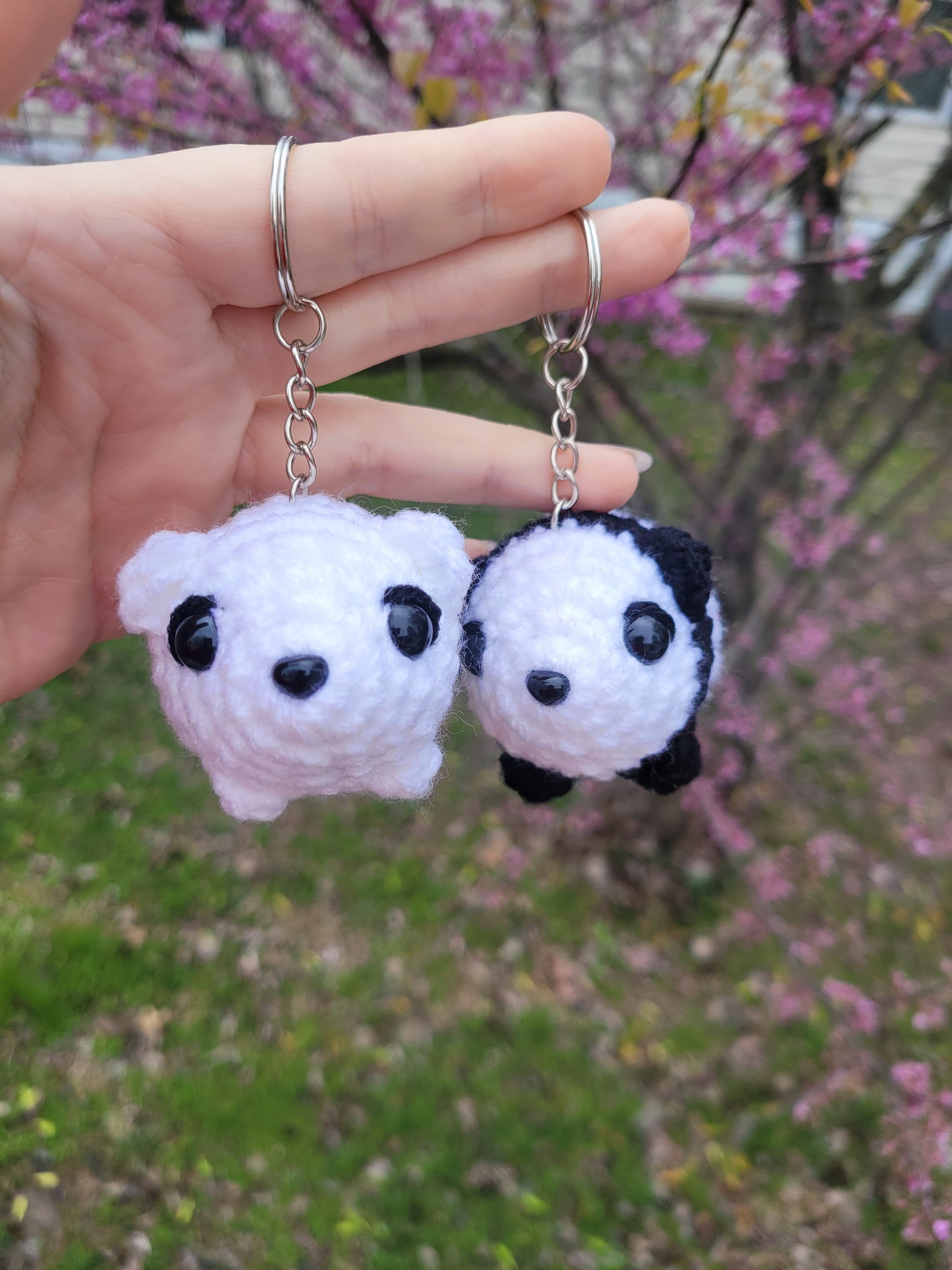 LuvKnotz Tiny Bear Keychain Handmade Crochet - Soft Acrylic Yarn, Approx. 2" Long, OOAK stuffed animals
