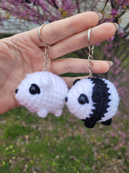 LuvKnotz Tiny Bear Keychain Handmade Crochet - Soft Acrylic Yarn, Approx. 2" Long, OOAK stuffed animals