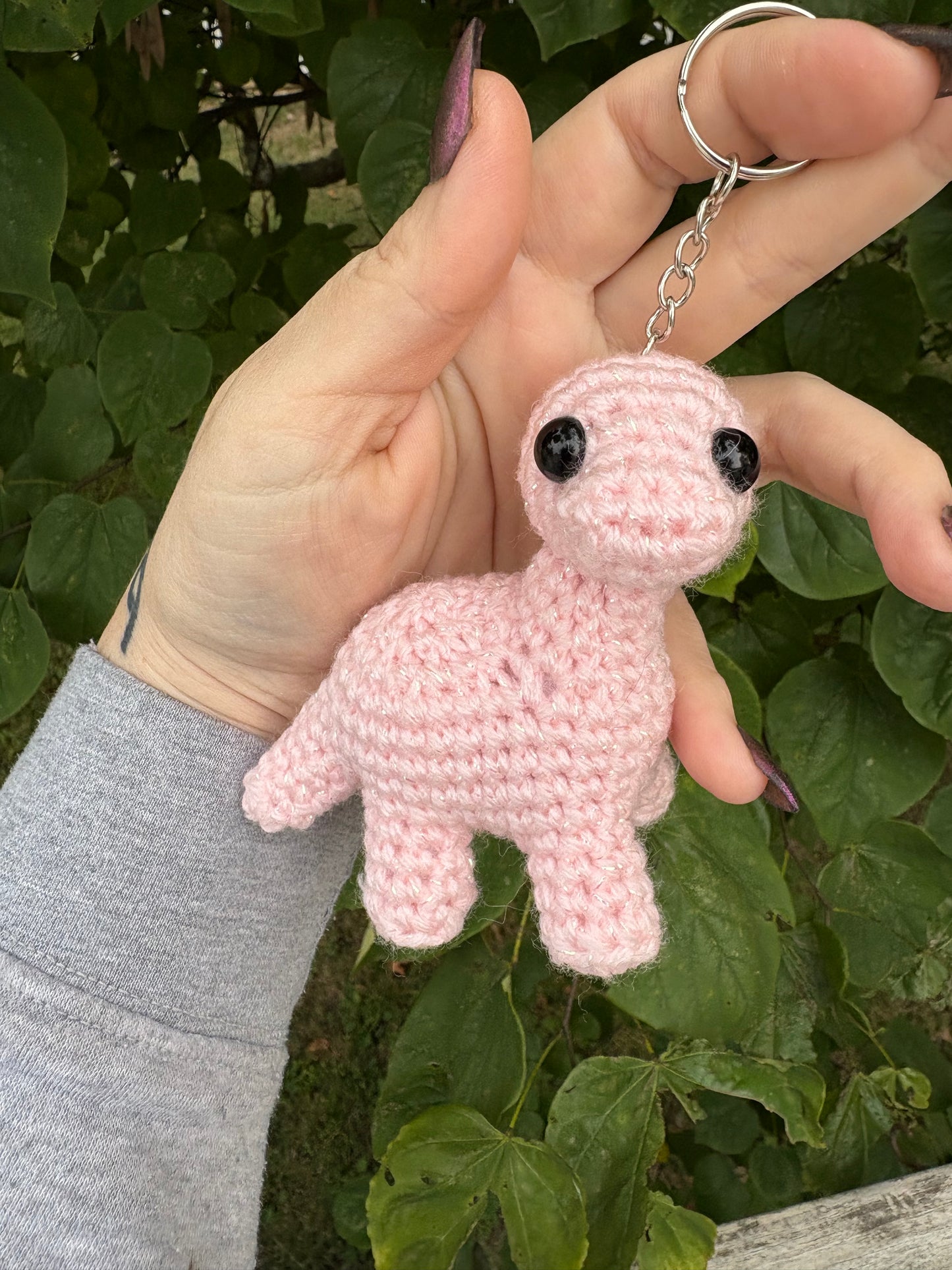 LuvKnotz Small Dinosaur Keychain - Unique Design for Stuffed Animal - approx. 3”