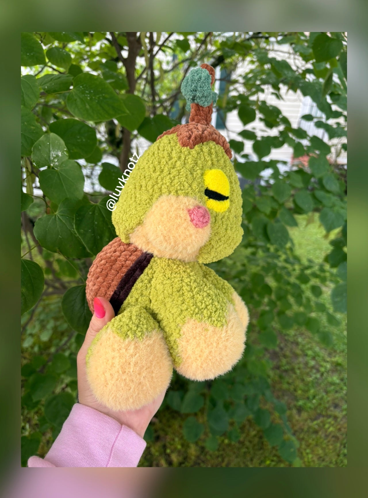 CUSTOM FOR HANNAH - Turtwig - Turtle Sleepy Pokemon Inspired - Unique Design for Stuffed Animal - Approx 16”