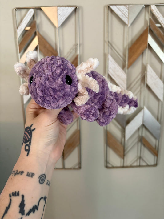 Luvknotz Medium Axolotl Handmade Crochet - Soft Chenille Yarn, Approx. 8" Long, stuffed animals