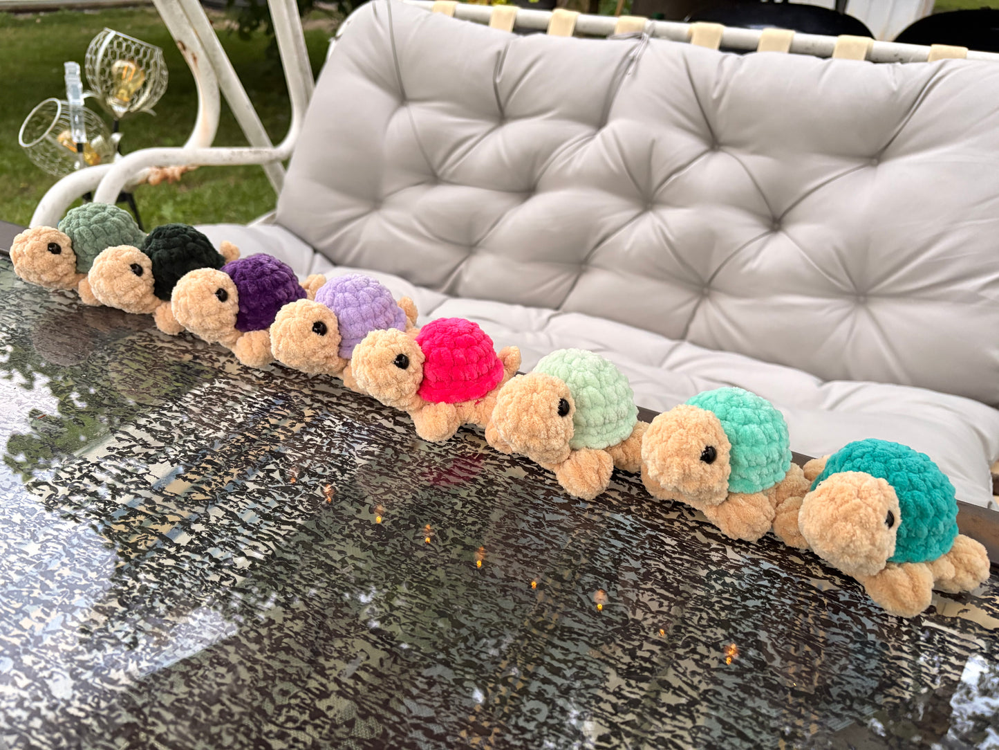 LuvKnotz Medium Turtle Handmade Crochet - Soft chenille Yarn, Approx. 3” Long, stuffed animals