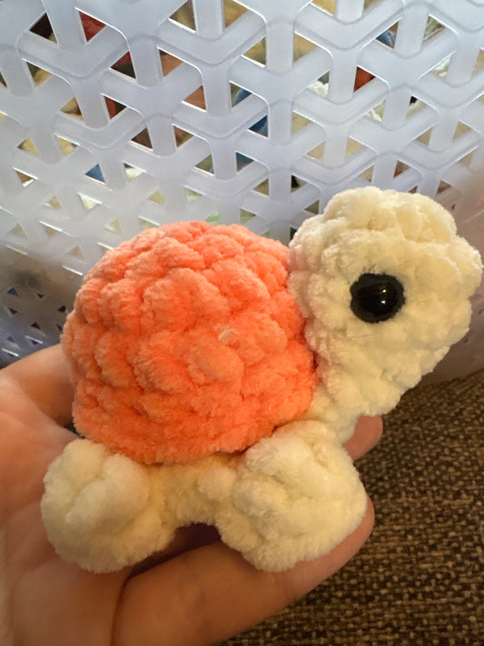 LuvKnotz RANDOM COLOR Turtle Handmade Crochet - Soft chenille Yarn, Approx. 3" Long, stuffed animals