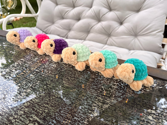 LuvKnotz Medium Turtle Handmade Crochet - Soft chenille Yarn, Approx. 3” Long, stuffed animals