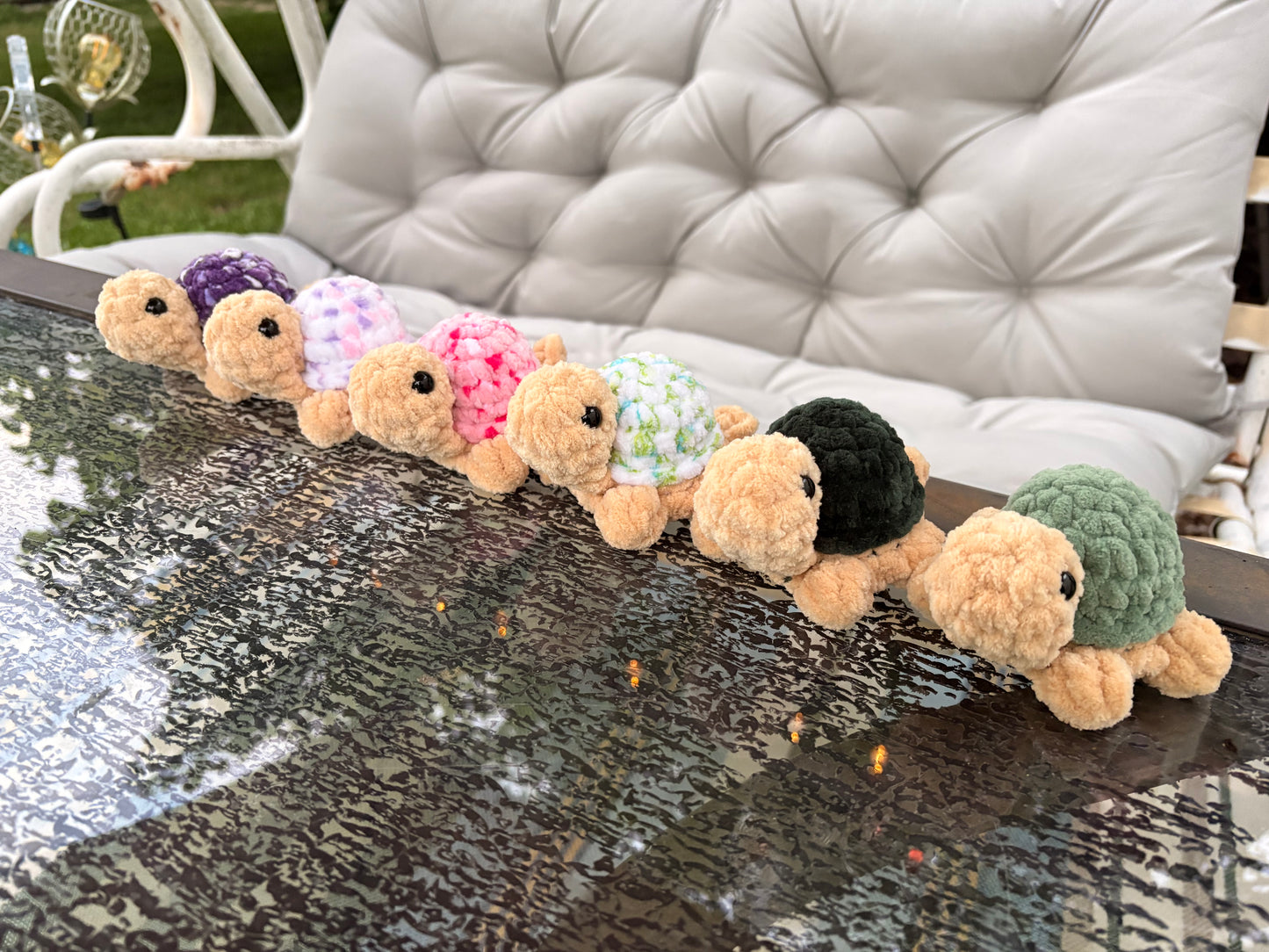 LuvKnotz Medium Turtle Handmade Crochet - Soft chenille Yarn, Approx. 3” Long, stuffed animals