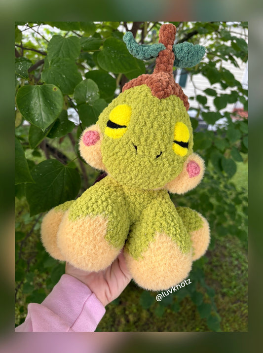 CUSTOM FOR HANNAH - Turtwig - Turtle Sleepy Pokemon Inspired - Unique Design for Stuffed Animal - Approx 16”