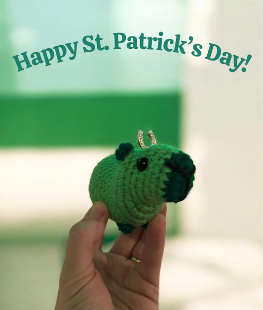 Horseshoe St. Patrick’s Day - LuvKnotz Small Capybara Handmade Crochet - Soft acrylic Yarn, Approx. 3" Long, stuffed animals
