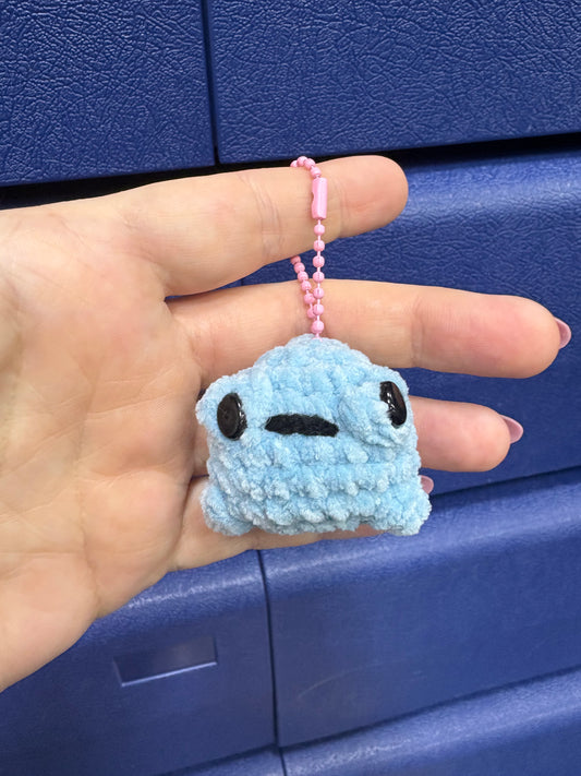 LuvKnotz Tiny Frog Keychain Handmade Crochet - Soft Acrylic Yarn, Approx. 2" Long, OOAK stuffed animals