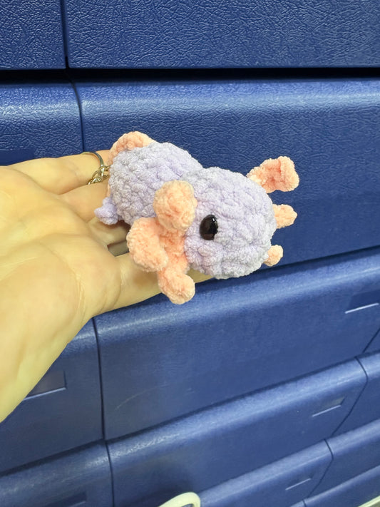 LuvKnotz Tiny Axolotl Keychain Handmade Crochet - Soft Chenille  Yarn, Approx. 2" Long, OOAK stuffed animals