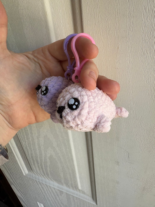 RANDOM COLOR - Seal Keychain - LuvKnotz small plush keychain - approx 3” tall