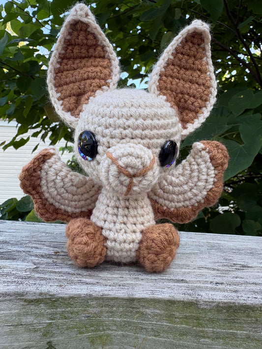 Small Brown Bat - Wing Creature - Luvknotz Handmade Crochet - Unique Design for Stuffed Animal