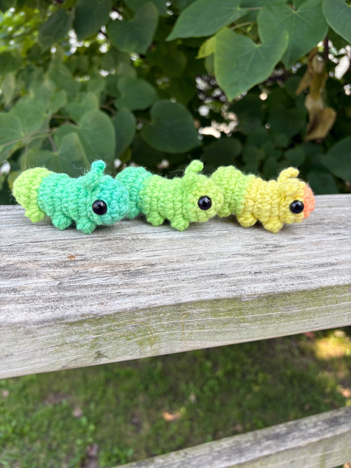 LuvKnotz Small Caterpillar Handmade Crochet - Soft chenille Yarn, Approx. 2" Long, stuffed animals