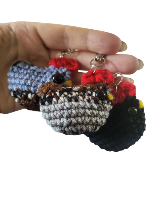 LuvKnotz Tiny Chicken Keychain Handmade Crochet - Soft Acrylic Yarn, Approx. 2" Long, OOAK stuffed animals