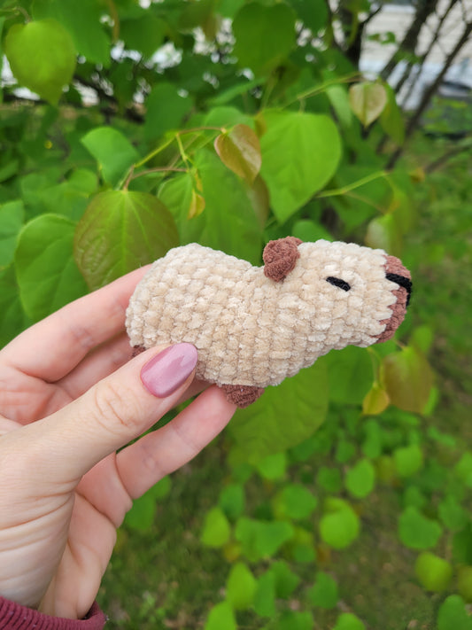 LuvKnotz Small Capybara Handmade Crochet - Soft chenille Yarn, Approx. 3" Long, stuffed animals