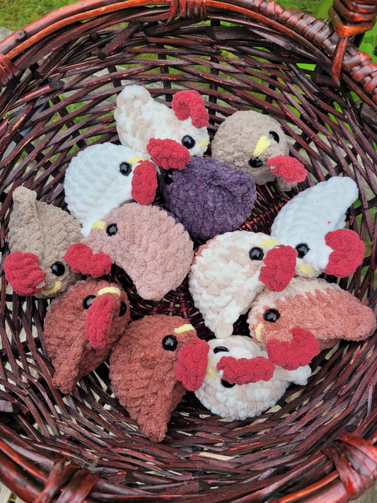 LuvKnotz RANDOM COLOR Chicken Handmade Crochet - Soft chenille Yarn, Approx. 3" Long, stuffed animals