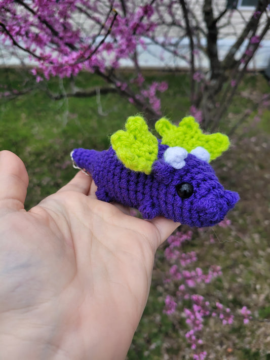 LuvKnotz Tiny Purple Keychain Baby Dragon Handmade Crochet - Soft Acrylic Yarn, Approx. 4" Long, stuffed animals